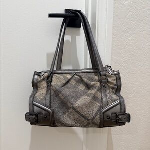 Burberry Gray and Tan Shoulder Bag